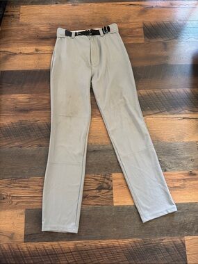 Rawlings Men's Light Gray Athletic Baseball Pants w/ Belt